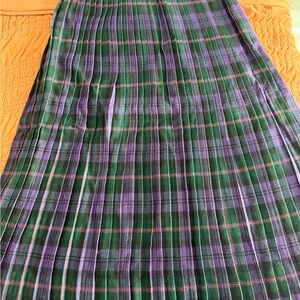 Vintage pleated Plaid Green and Purple Women's Skirt